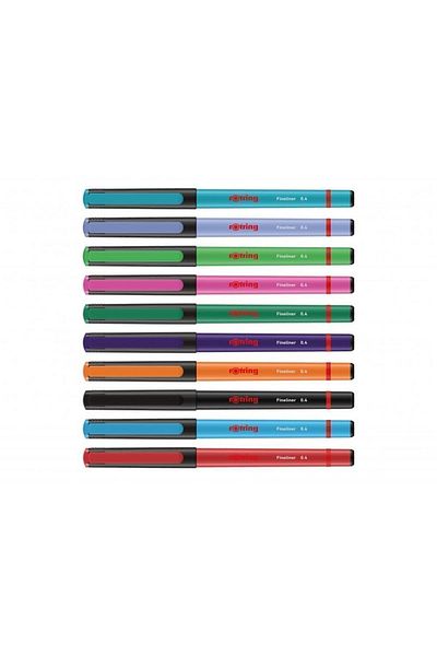 Rotring Liner Fineliner Mixed Color Felt Tip Pen Box of 10