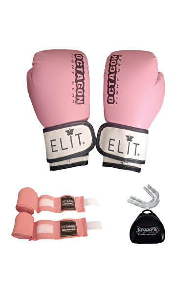 Octagon Boks Eldiveni + Dragon Dişlik + Bandaj Seti kick boks  - Muay thai gl...