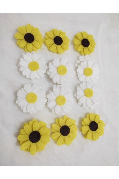 damlakids Daisy Felt Figure Flower Yellow White Pack of 20