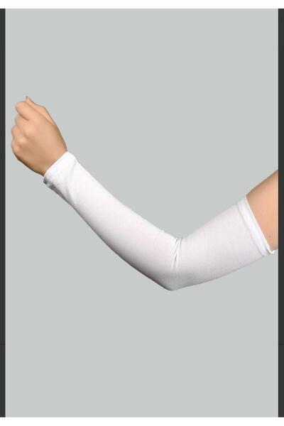 Lerra أكمام مرنة من القطن الممشط باللون الأبيض من الليكرا
