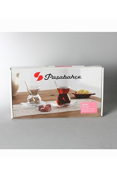 Paşabahçe 96574 Lace Tea Set - 140 Cc, 12 Pieces, 6 Tea Cups and Saucers