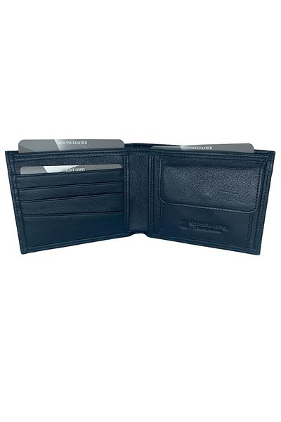 Süzer Deri 100% Genuine Leather Men's Wallet with Extra Credit Card Compartment Black