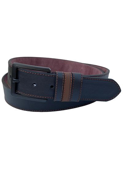 Süzer Deri Black Faux Leather Stitched 4 Cm Sports Belt - 7000-109-22y