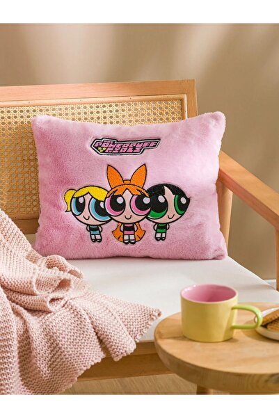 LC Waikiki Κεντημένο ροζ μαξιλάρι για κορίτσια Powerpuff - LCW HOME 35x45 cm