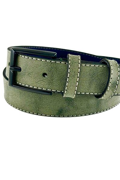 Süzer Deri Green 3 Cm Classic Faux Leather Children's Belt - Girl Boy School Belt