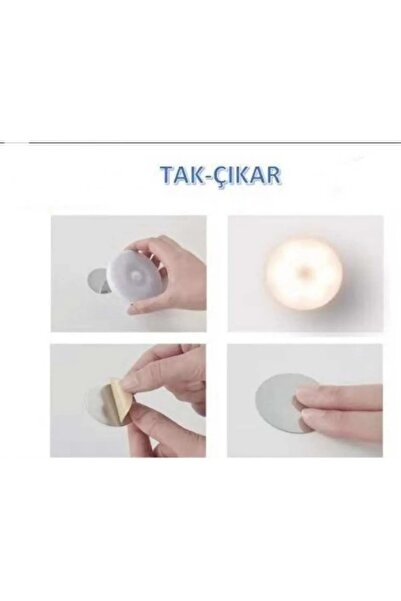 AmberLED 6 Adet Hareket Sensörlü Ledli Gece Lambası, Şarj Edilebilir, Ilık Günışığı, Dolap Içi Lamba