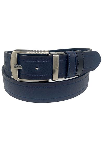 Süzer Deri 4 Cm Double Sided Artificial Men's Belt Black/Navy Blue (Suitable for Jeans and Canvas)