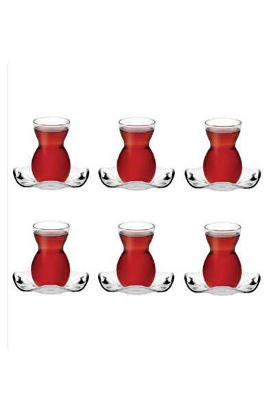 Paşabahçe 96574 Lace Tea Set - 140 Cc, 12 Pieces, 6 Tea Cups and Saucers