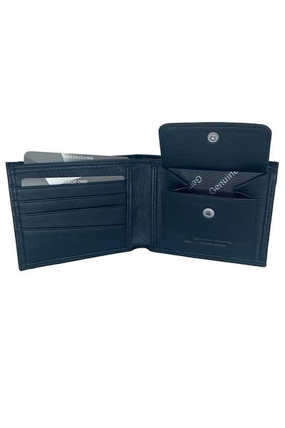 Süzer Deri 100% Genuine Leather Men's Wallet with Extra Credit Card Compartment Black