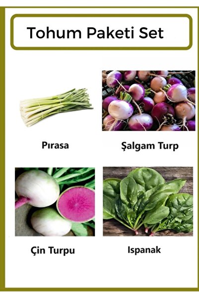 Ziraat Evim Yerli Pırasa- Şalgam Turp- Çin Turp- Ispanak Tohumu 1000 Adet