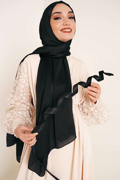Octopus Γυαλιστερό σατέν με υφή Kutaycollection Hijab βραδινό φόρεμα σιφόν σάλι.