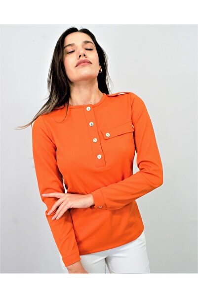 Pasaklı Giyim Жіноча помаранчева блуза з аполетами, ґудзиками, напіввідкритим...