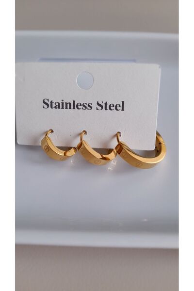 Opia JEWELRY Gold 3'lü Küpe Taşsız