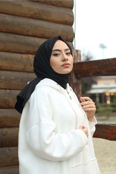 Organic Scarfs Μοντέλο Hijab Cotton Kraş Cazz Shawl - Μαύρο