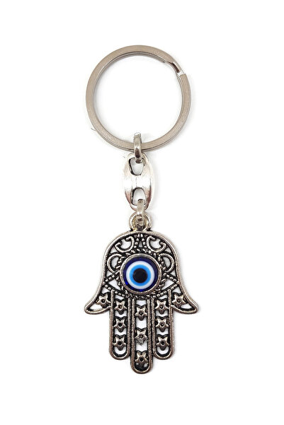 Sylvery Jewels يد فاطمة المعدنية - سلسلة مفاتيح مطرزة بعين الشر