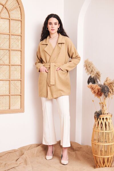 Pasaklı Giyim Жіночий кашемірний піджак з кишенями та поясом, без підкладки, ...