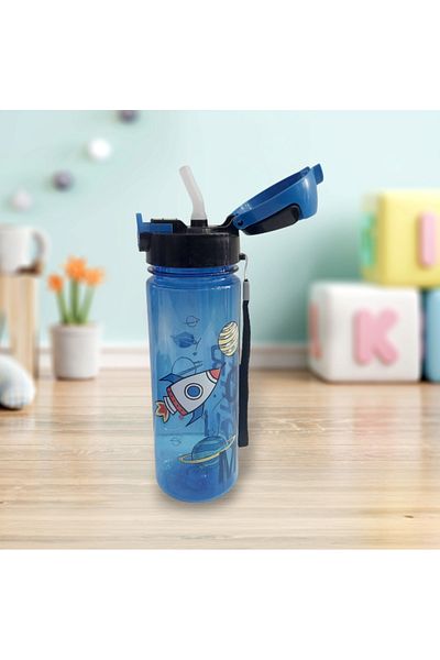 AHİR TİCARET 550 ml First Teaching Water Bottle for Children with Straw