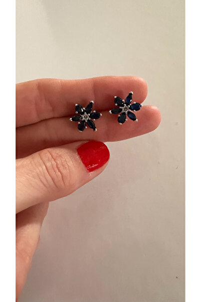 Lines Bijuteri Işıltılı Mavi Herbaryum Çivi Küpe