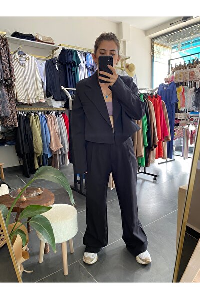 karpuzbutiks Office Wear Siyah Kısa Blazer Ceket