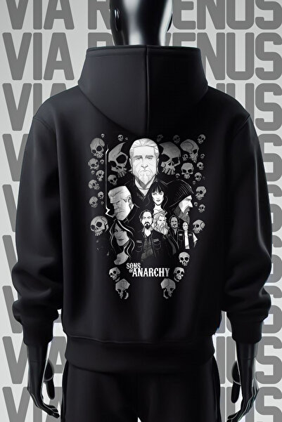 Vordevia Sons of Anarchy 3 Thread Wide Fit - Hanorac negru cu glugă imprimat ...