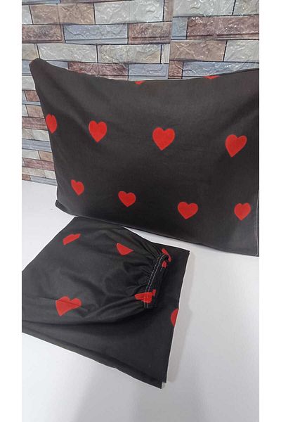 GASEL ÇARŞI Set de lenjerie de pat din bumbac cu model de inimă - elastic