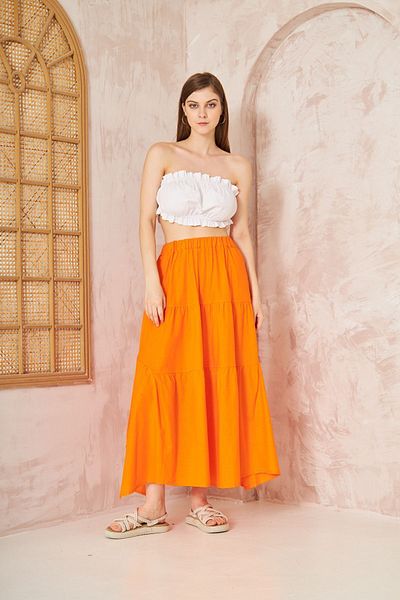 Yıldızistan Orange Cut Asimetric Cut Frilly Buzunar Evazat - Fustă Sport Casual3574260
