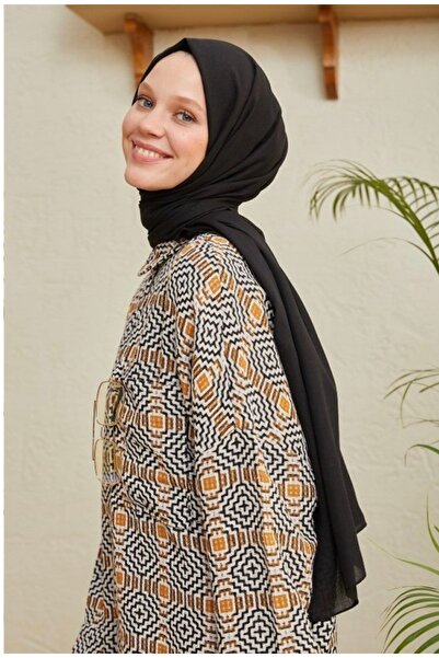 Mides scarf Hijab Cotton Crash Jazz Shawl Model-black