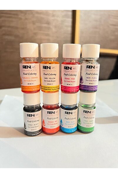 DizayNova Gıda Boyası Seti 8 Adet 8 Renk 10 Ml X 8 Adet Su Bazlı Sıvı Gıda Boyaları 8 Lİ Set