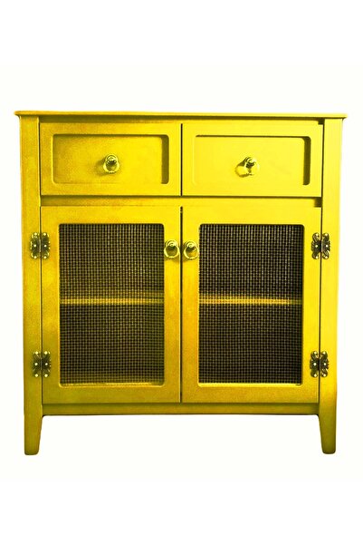 VİLLAÇAM AHŞAP TELLİ DOLAP SARI 2 ÇEKMECELİ TEL DOLAP