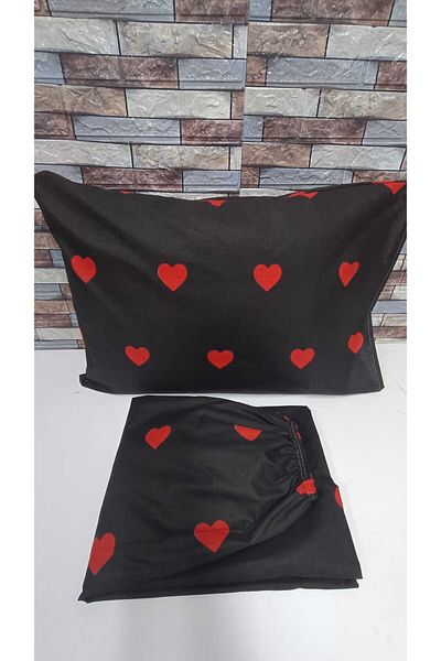 GASEL ÇARŞI Set de lenjerie de pat din bumbac cu model de inimă - elastic