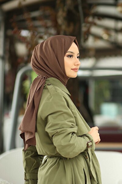 Organic Scarfs Μοντέλο καφέ Hijab Cotton Cazz Shawl