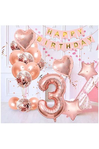 DÜVENCİ TİCARET ROSE GOLD 3 YEARS OLD BALLOON SET