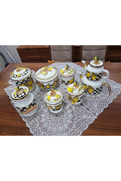 Miss Betty Linda Limon Emaye Çaydanlık Seti 7 Ürün