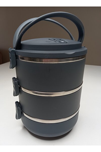 BERMİRA Home Collection Freshbox 3 Katlı Yemek Termosu Sefer Tası - Gri