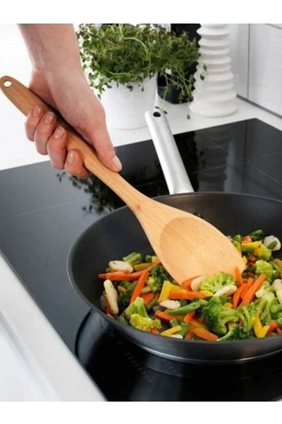 Ahşap Serving Food Spoon Wooden Spoon with Corner and Long