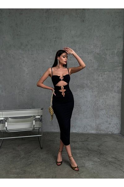 GİZONLY Rochie decoltata cu detaliu la piept