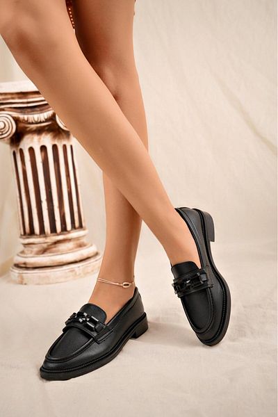 LZ SHOES Черни дебели подметки - бизнес офис ежедневни ортопедични дамски мокасини