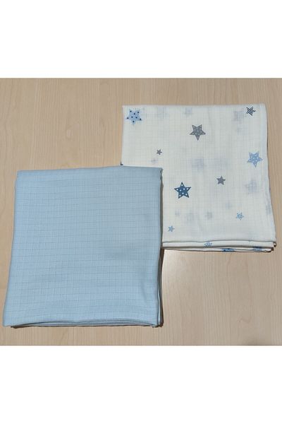 Alpıno Newborn, Muslin Blanket & Blanket (100% Cotton Baby Blanket 85 cm X 85 cm) 2 Pieces