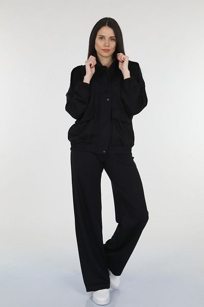 le mardi Set dublu pentru femei Snap Fastener din material modal negru