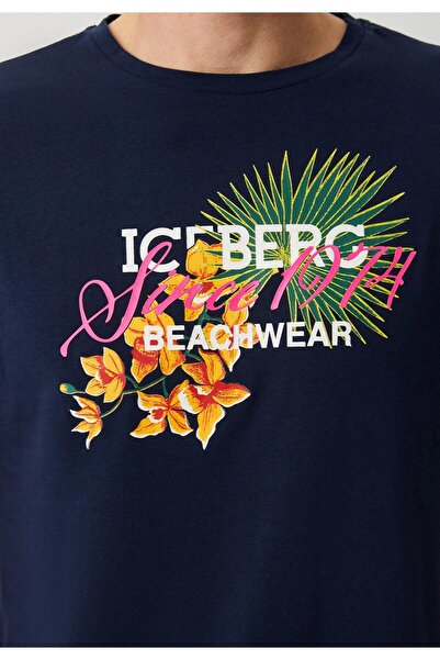 Iceberg ICE3MTS02 - Футболка з квітковим принтом - темно-синя