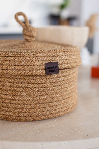 Comfort Craft Wicker Basket with Jute Cover |   Hand Woven, Multi-Purpose Organizer |   25X15Cm