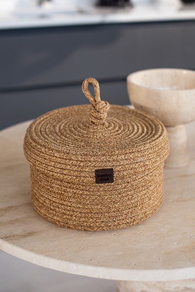Comfort Craft Wicker Basket with Jute Cover |   Hand Woven, Multi-Purpose Organizer |   25X15Cm