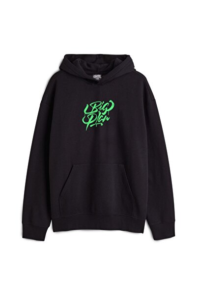 Ghedto Unisex Big Plan Oversize Hooded Hoodie Μαύρο