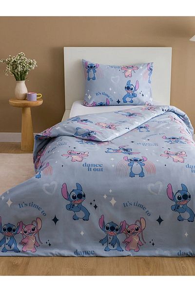 LC Waikiki LCW HOME - Set lenjerie de pat pentru copii cu imprimeu Lilo and Stitch (160x220/50x70 cm)