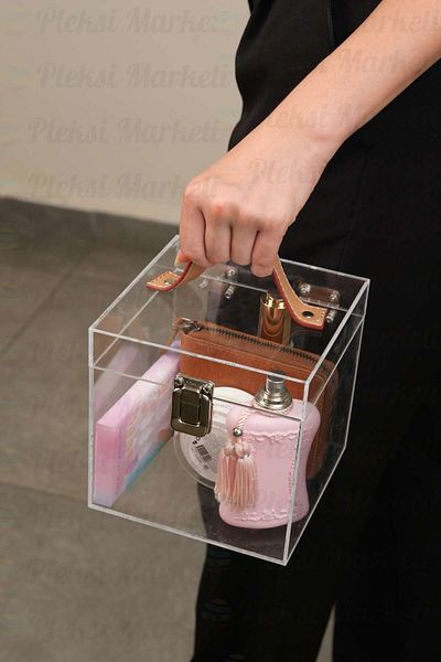 Pleksi Marketi Κουτί μακιγιάζ από πλεξιγκλάς με καπάκι - 15x15x15 cm