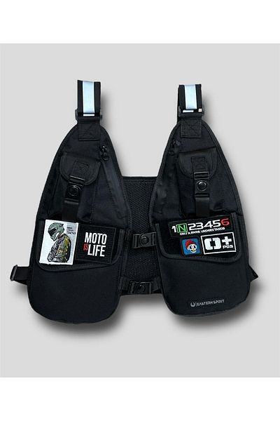 EASTERN SPİRİT R1 Pro Series - Black Reflective Vest and Chest Bag with 2-Piece Patch Gift