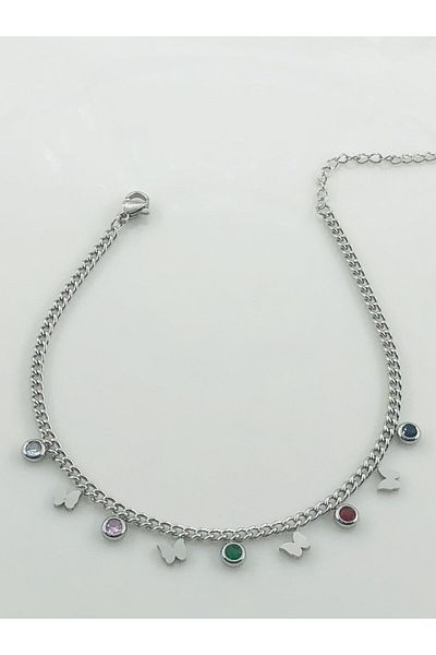 DS DİAMONDSHOP Anklet Steel Butterfly Model - Byçhl- 202409934