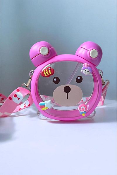 VLKHOME Water Bottle with Cute Teddy Bear 750 ml with Sticker Gift