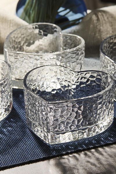 Perotti Noemi 4-Piece Glass Heart Magnolia-Snack Bowl