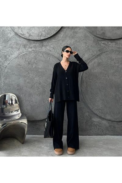 İLKCET MODA طقم كارديجان تريكو سفلي علوي - مقاس قياسي